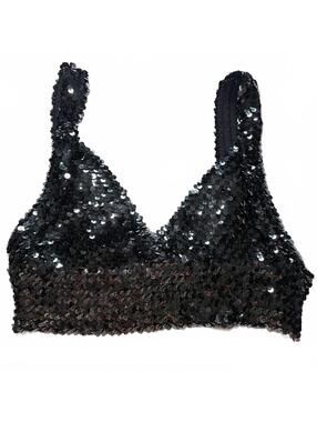 IOU Sequin Bralette Crop Top Indie Sleeze Y2K Rave Festival M/L Vintage